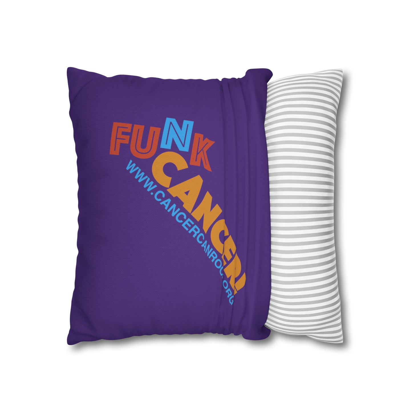 Spun Polyester Square Pillow Case - FUNK Cancer Logo