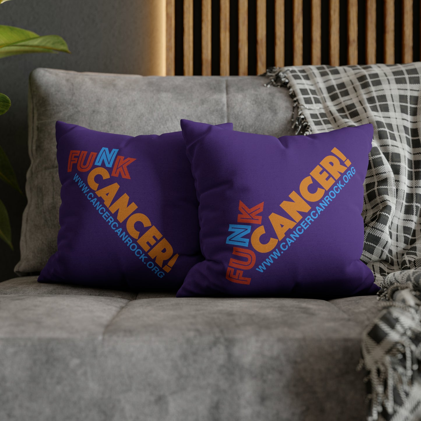Spun Polyester Square Pillow Case - FUNK Cancer Logo