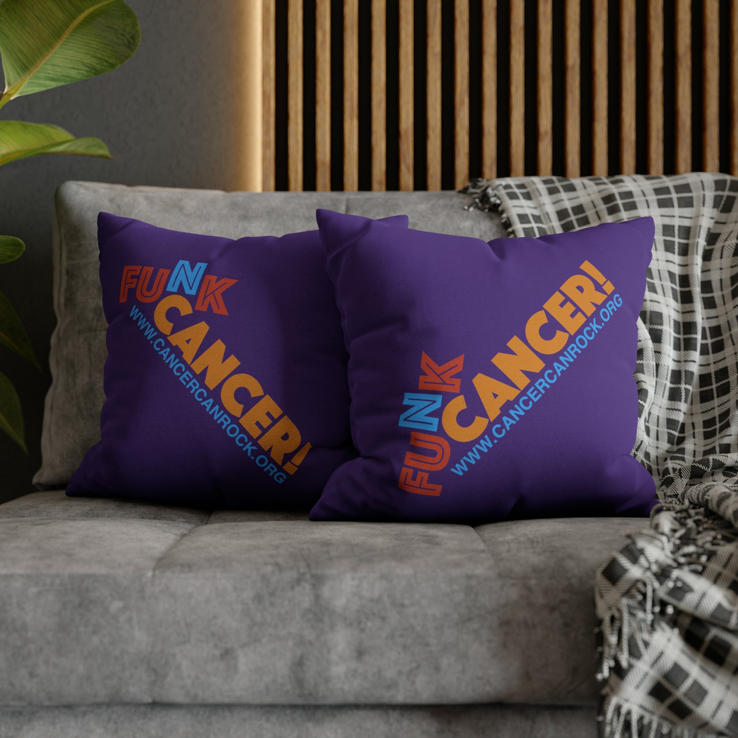 Spun Polyester Square Pillow Case - FUNK Cancer Logo