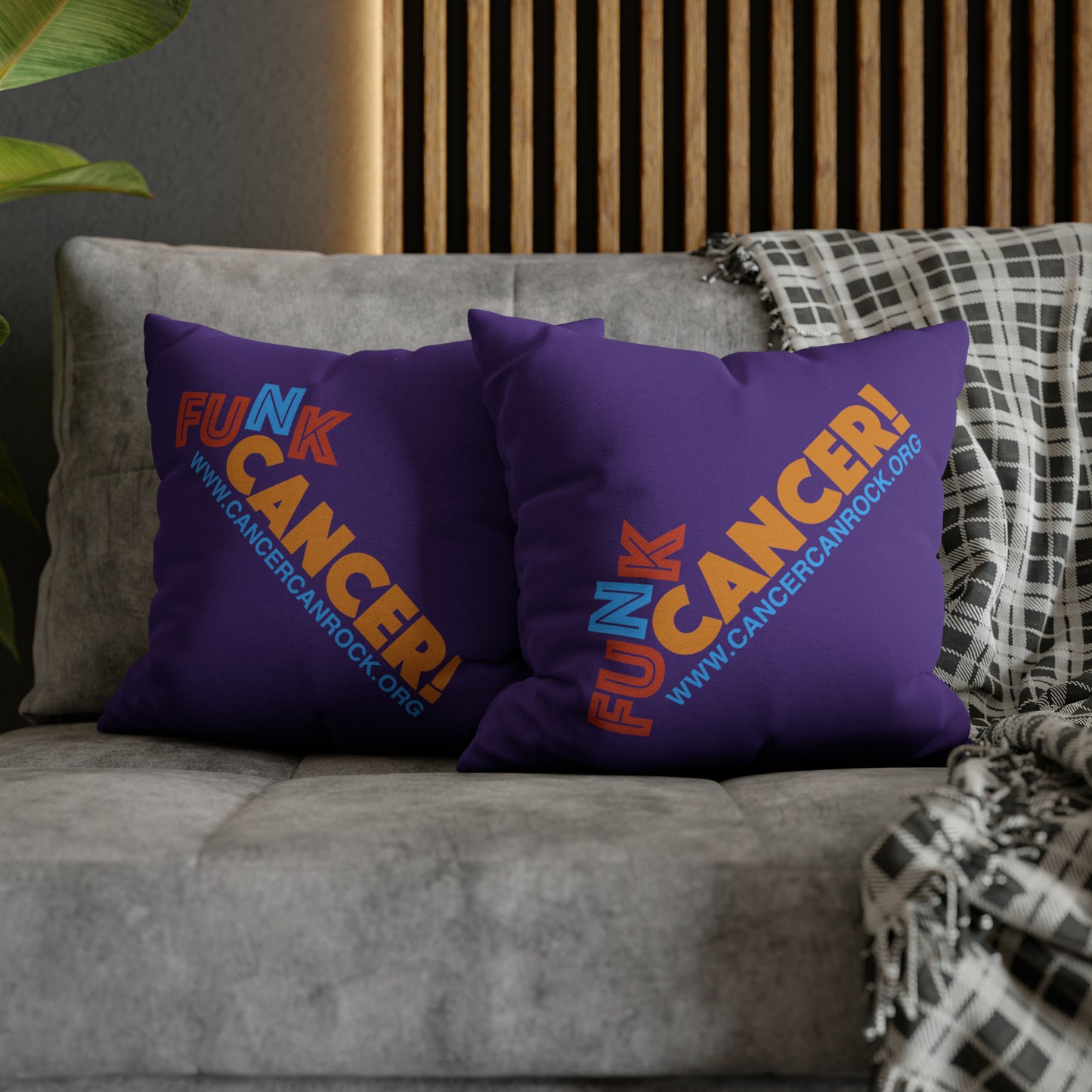 Spun Polyester Square Pillow Case - FUNK Cancer Logo