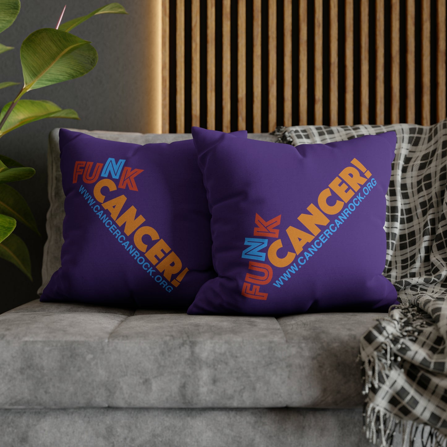 Spun Polyester Square Pillow Case - FUNK Cancer Logo
